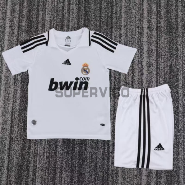 Camiseta Real Madrid Primera Equipación Retro 2008/09 Blanco Niño Kit