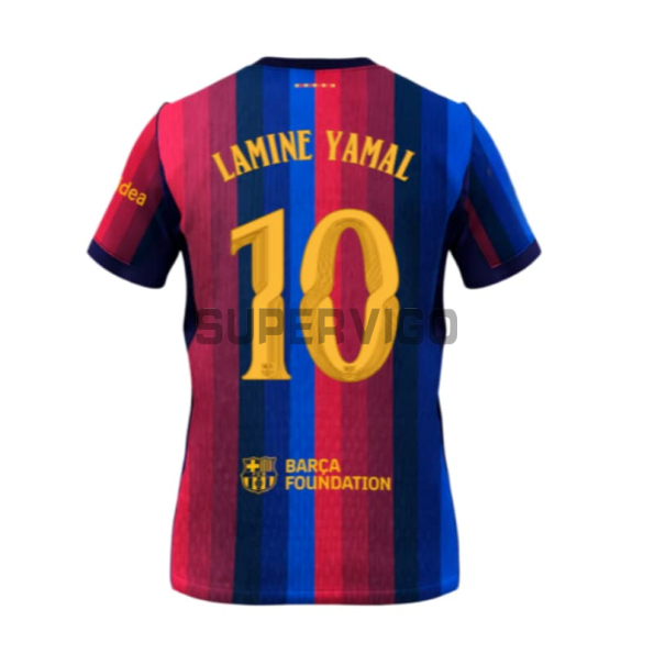 Camiseta Lamine Yamal 10 Barcelona Primera Equipación 2026/2027 Rojo/Azul UCL