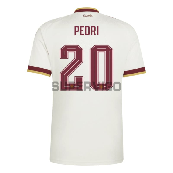 Camiseta Pedri 20 España Segunda Equipación Mundial 2026 Blanco/Rojo