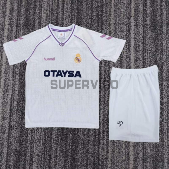 Camiseta Real Madrid Primera Equipación Retro 1990/1992 Blanco Niño Kit