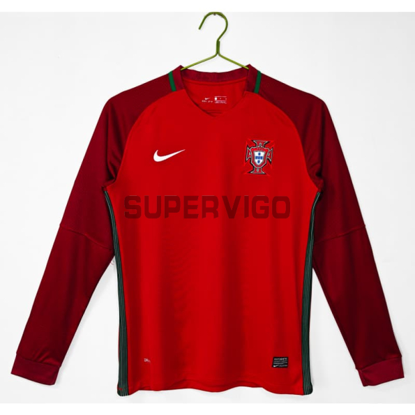 Camiseta Portugal Primera Equipación Retro 2016 ML Rojo