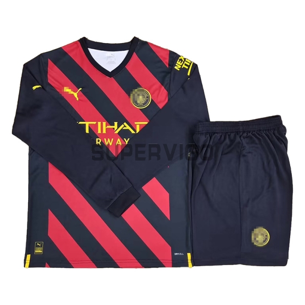 Manchester City Soccer Jersey Away Long Sleeve Kit 2022/2023