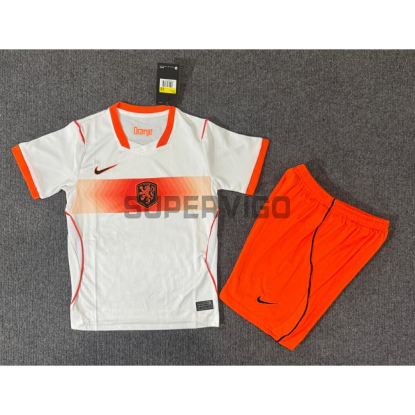 Camiseta Holanda Segunda Equipación Mundial 2026 Blanco Niño Kit
