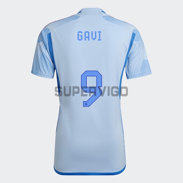 Camiseta Gavi 9 España Segunda Equipación 2022 Mundial