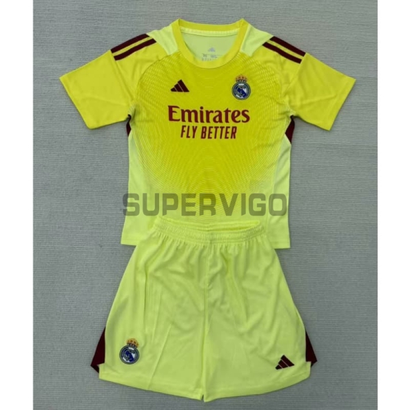 Camiseta de Portero Real Madrid 2025/2026 Amarillo Niño Kit