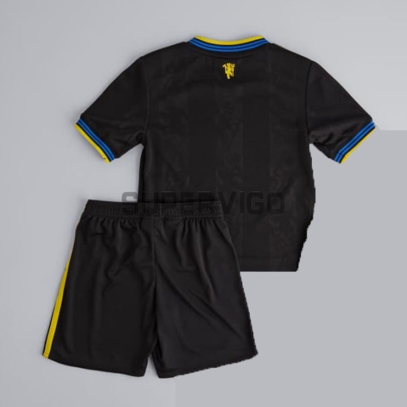 Camiseta Manchester United Tercera Equipación 2025/2026 Negro Niño Kit