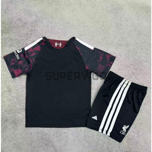 Camiseta Liverpool Tercera Equipación 2026/2027 Negro/Rojo Oscuro Niño Kit