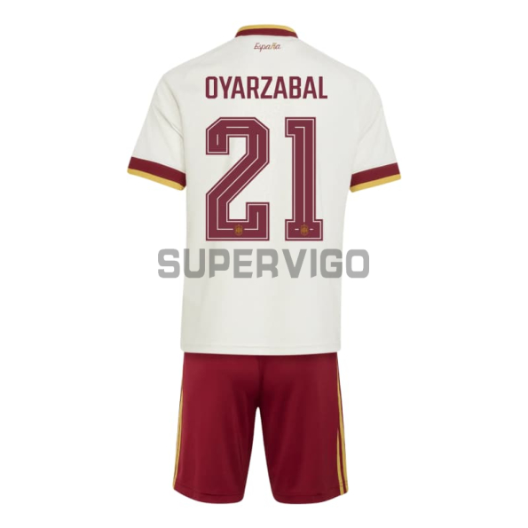 Camiseta Oyarzabal 21 España Segunda Equipación Mundial 2026 Blanco/Rojo Niño Kit