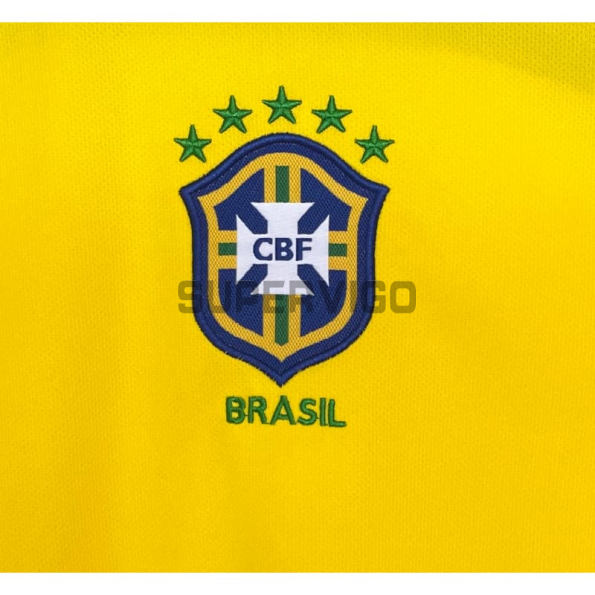 Camiseta Brasil Primera Equipación Retro 2004 ML Amarillo