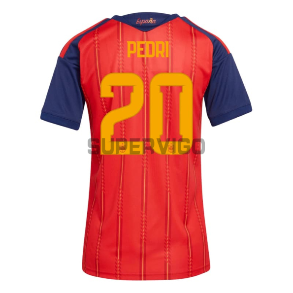 Camiseta Pedri 20 España Primera Equipación 2026 Rojo/Azul Mujer