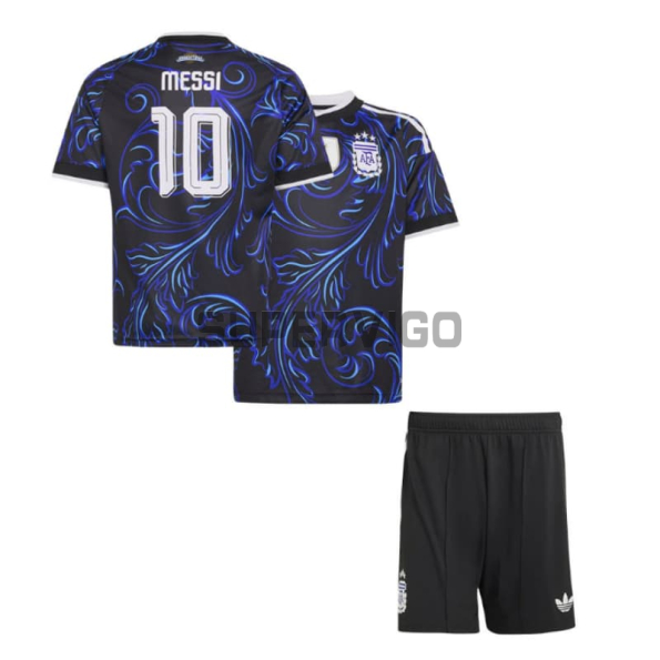 Camiseta Messi 10 Argentina Segunda Equipación Mundial 2026 Azul Niño Kit con FIFA2022