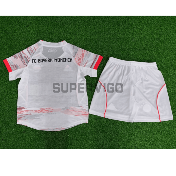 Camiseta Bayern Múnich Segunda Equipación 2025/2026 Blanco Niño Kit (EDICIÓN JUGADOR)