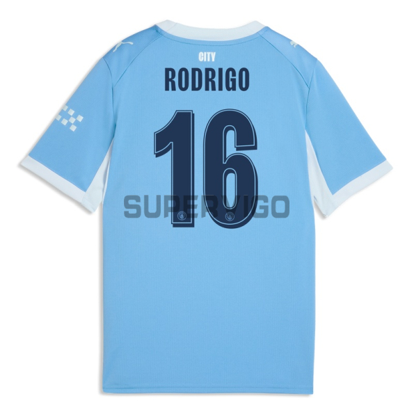 Camiseta RODRIGO 16 Manchester City Primera Equipación 2026/2027 Azul/Blanco UCL