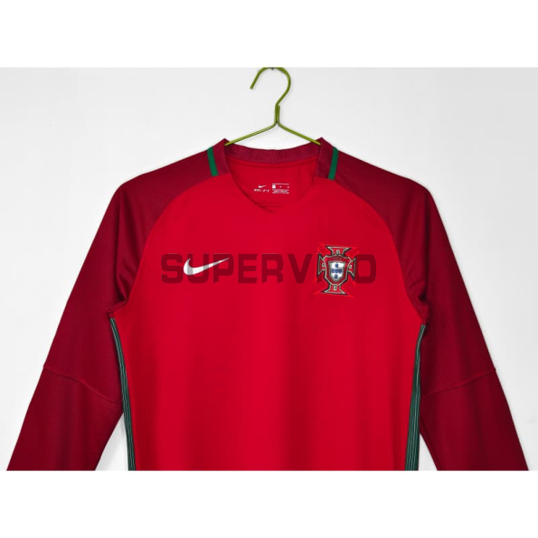 Camiseta Portugal Primera Equipación Retro 2016 ML Rojo