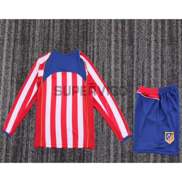 Camiseta Atlético de Madrid Primera Equipación Retro 2004/05 ML Rojo/Blanco Niño Kit