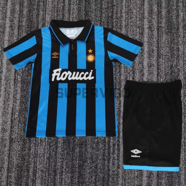 Camiseta Inter de Milan Primera Equipación Retro 1992/94 Azul/Negro Niño Kit