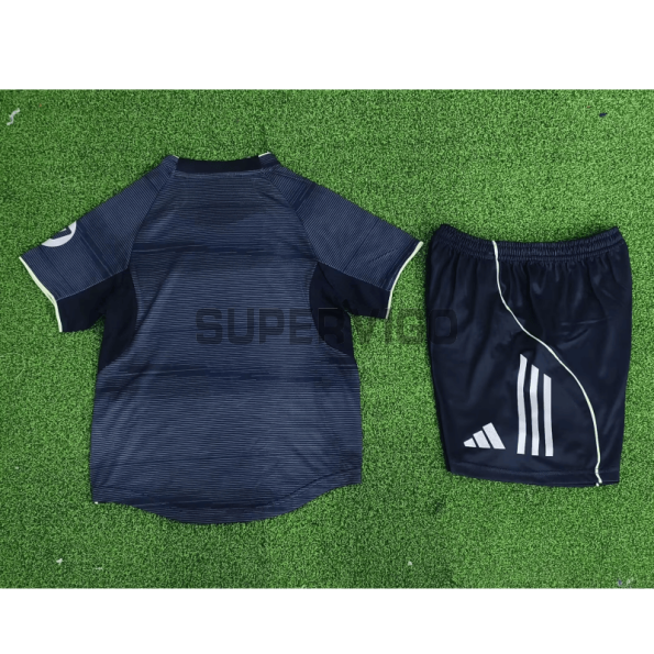 Camiseta Real Madrid Segunda Equipación 2025/2026 Azul Marino Niño Kit (EDICIÓN JUGADOR)