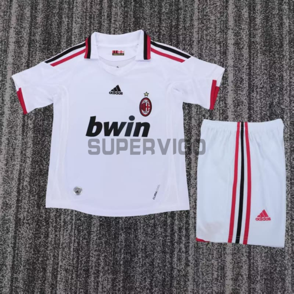 Camiseta AC Milan Segunda Equipación Retro 2009/10 Blanco Niño Kit