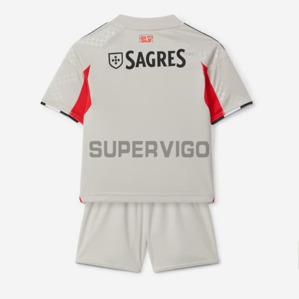 Camiseta Benfica Segunda Equipación 2025/2026 Gris Niño Kit