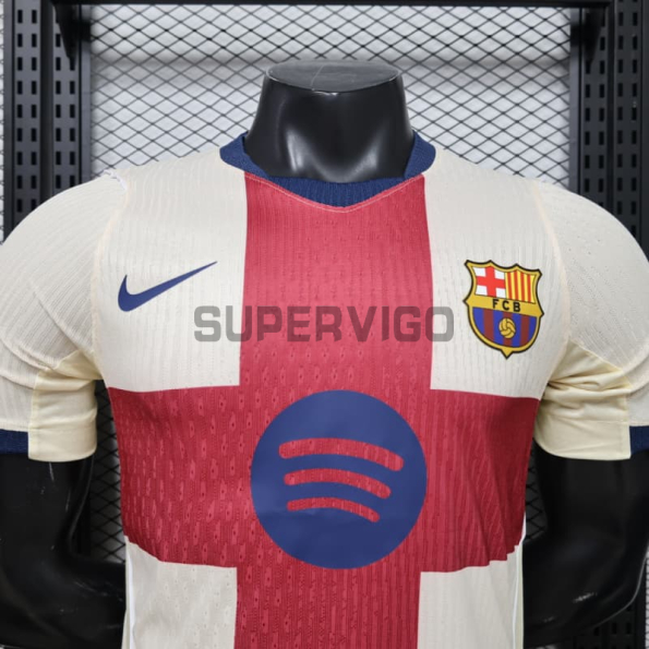 Camiseta Barcelona 2026/2027 Beige/Rojo (EDICIÓN JUGADOR)