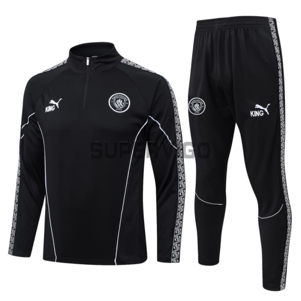 Sudadera De Entrenamiento Manchester City 2025/2026 Kit Negro con Estampado en Manga