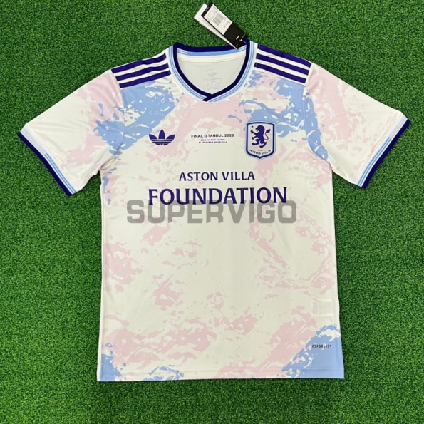 Camiseta Aston Villa Tercera Equipación 2025/2026 Blanco Roto Europa League Final