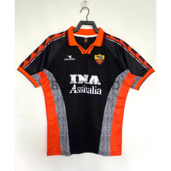 Camiseta AS Roma Tercera Equipación Retro 1998/99 Negro/Naranja/Gris