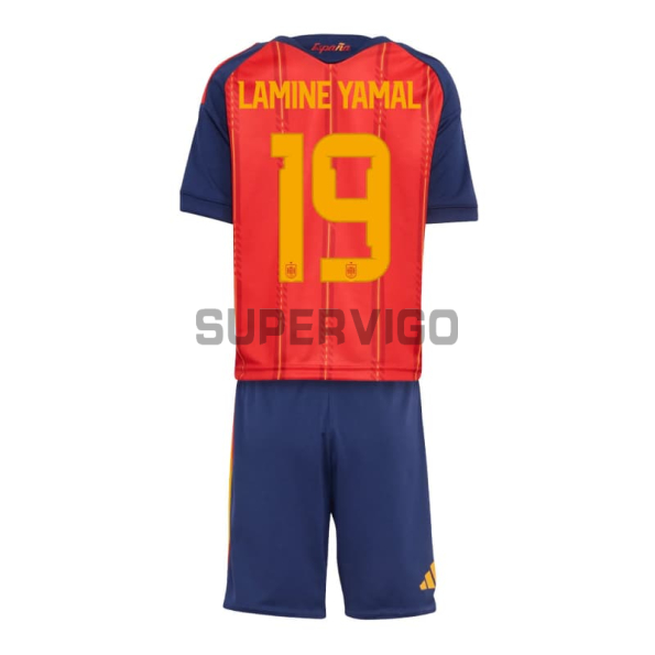 Camiseta Lamine Yamal 19 España Primera Equipación 2026 Rojo/Azul Niño Kit