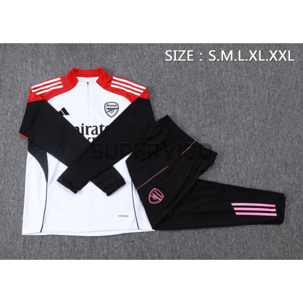 Sudadera De Entrenamiento Arsenal 2025/2026 Kit Blanco/Negro/Rojo