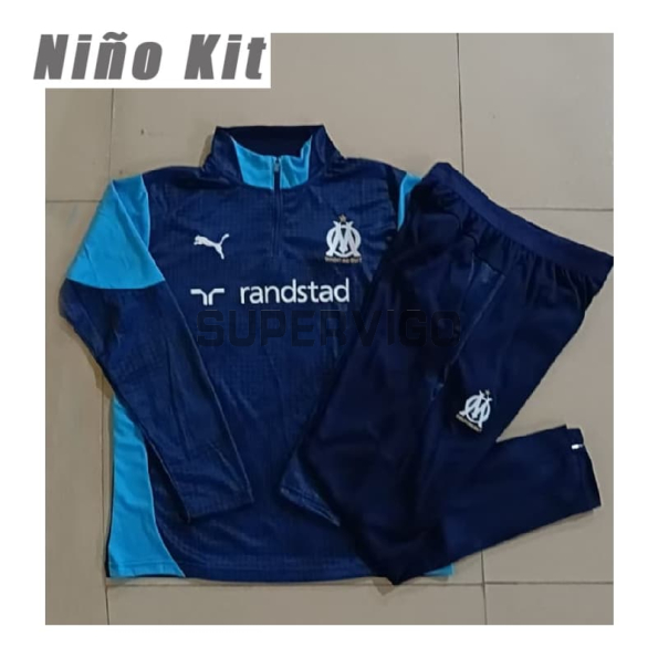 Sudadera De Entrenamiento Olympique Marsella 2025/2026 Niño Kit Azul Marino
