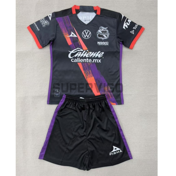 Camiseta Puebla Segunda Equipación 2025/2026 Negro/Rosa Niño Kit