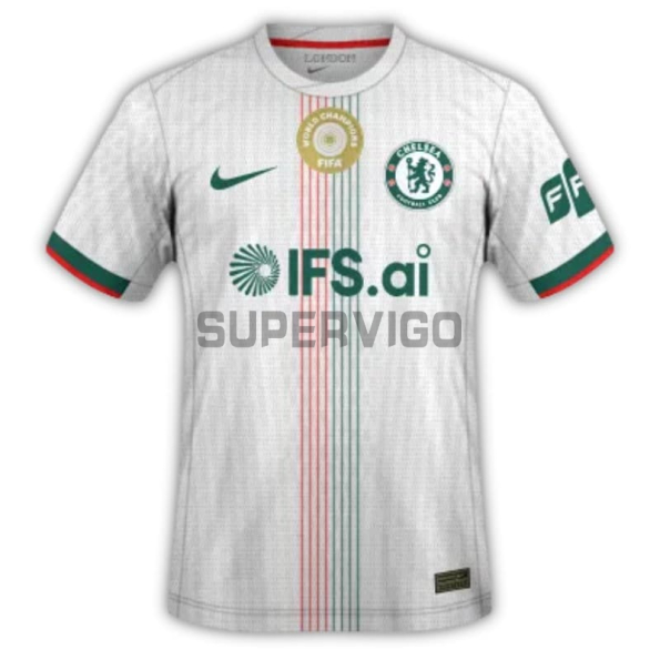 Camiseta Chelsea Segunda Equipación 2025/2026 Blanco con Parche World Champions