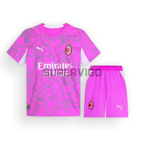 Camiseta de Portero AC Milan Segunda Equipación 2026/2027 Rosa Niño Kit