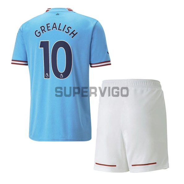 Grealish 10 Manchester City Kid's Soccer Jersey Home Kit 2022/2023