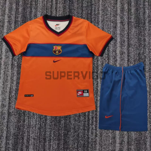 Camiseta Barcelona Tercera Equipación Retro 1998/99 Naranja Niño Kit