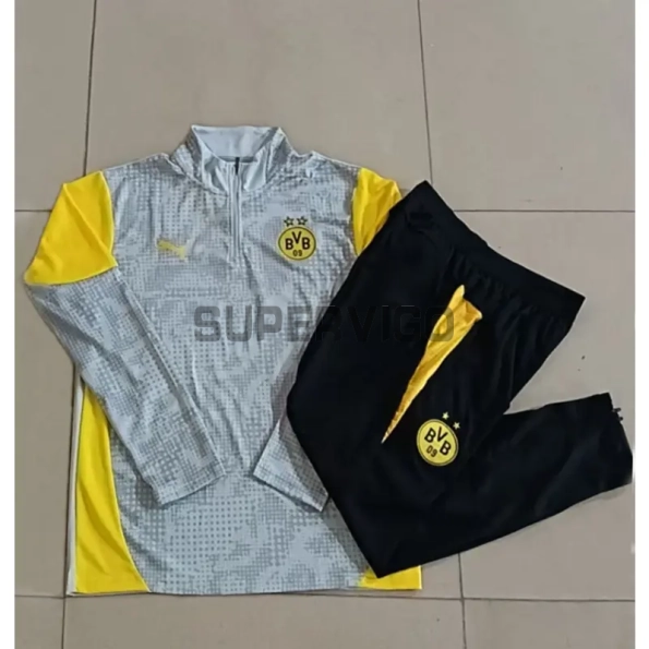 Sudadera De Entrenamiento Borussia Dortmund 2025/2026 Gris Claro/Amarillo