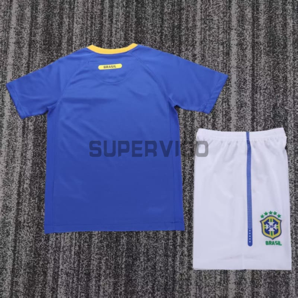 Camiseta Brasil Segunda Equipación Retro 2010 Azul Niño Kit