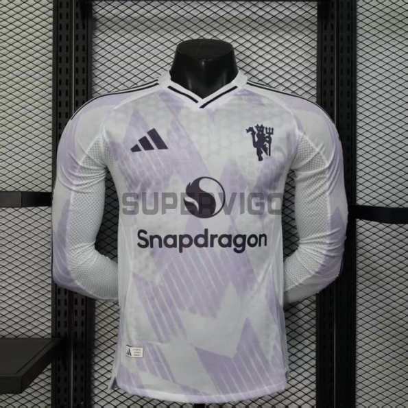Camiseta Manchester United Segunda Equipación 2025/2026 ML Blanco (EDICIÓN JUGADOR)