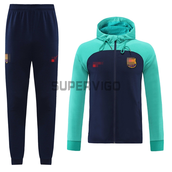 Chaqueta Barcelona 2022/2023 Con Capucha Verde/Azul Marino