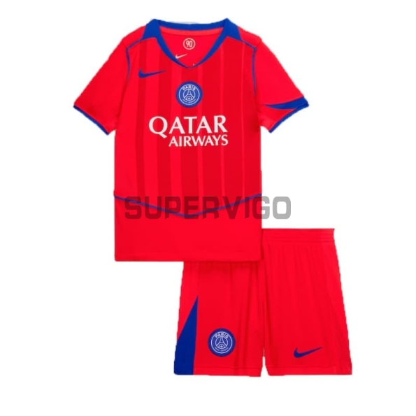 Camiseta PSG Tercera Equipación 2025/2026 Rojo Niño Kit