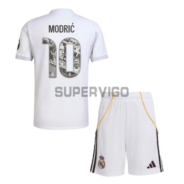 Camiseta MODRIĆ 10 Real Madrid Primera Equipación 2025/2026 Blanco Niño Kit