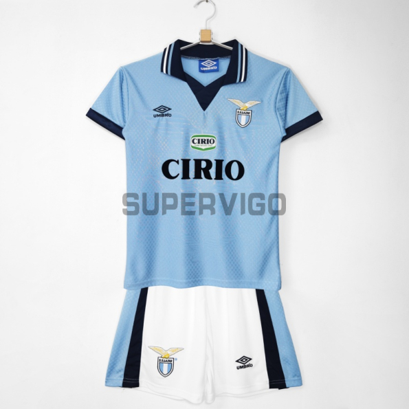 Camiseta Lazio Primera Equipación Retro 1996/97 Azul Niño Kit