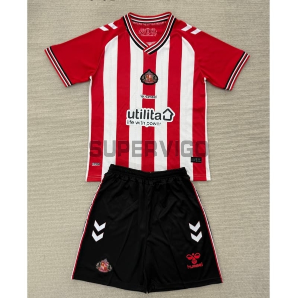 Camiseta Sunderland AFC Primera Equipación 2025/2026 Rojo/Blanco Niño Kit