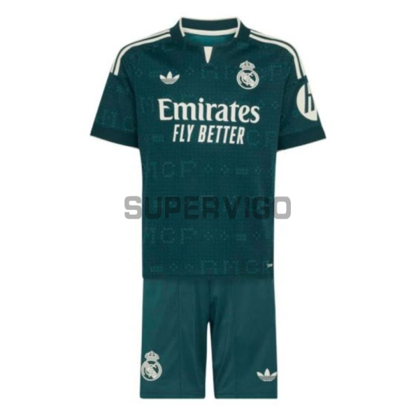 Camiseta Real Madrid Segunda Equipación 2026/2027 Verde Oscuro Niño Kit con Parche HP