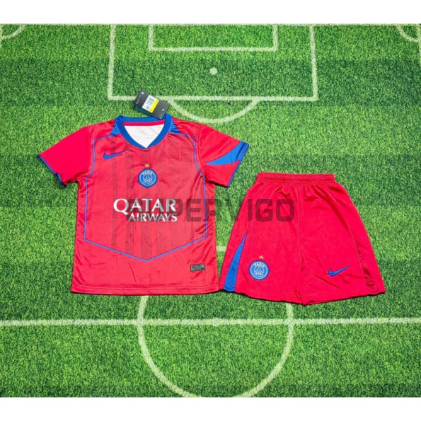 Camiseta PSG Tercera Equipación 2025/2026 con Estrella Rojo Niño Kit