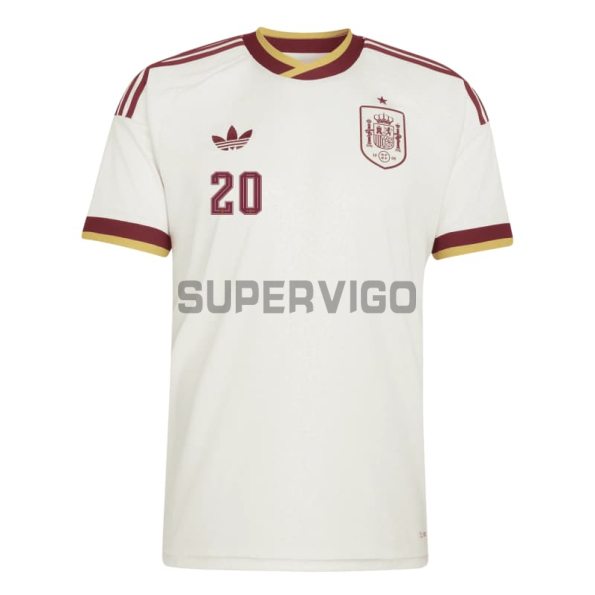 Camiseta Pedri 20 España Segunda Equipación Mundial 2026 Blanco/Rojo