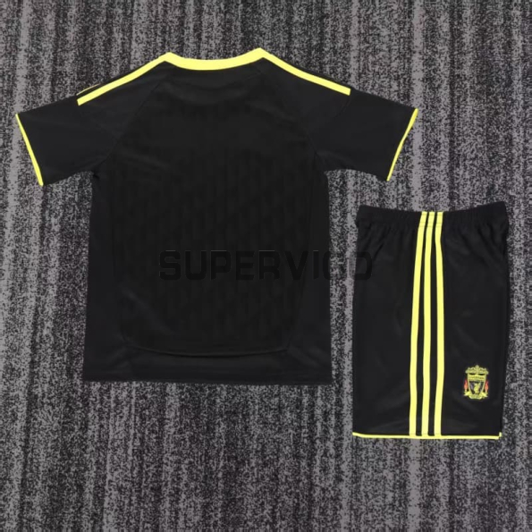 Camiseta Liverpool Tercera Equipación Retro 2010/11 Negro Niño Kit