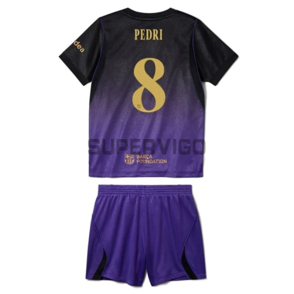 Camiseta PEDRI 8 Barcelona Segunda Equipación 2026/2027 Negro/Morado Niño Kit UCL