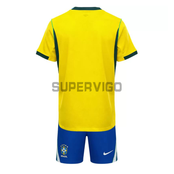 Camiseta Brasil Primera Equipación Mundial 2026 Amarillo Niño Kit