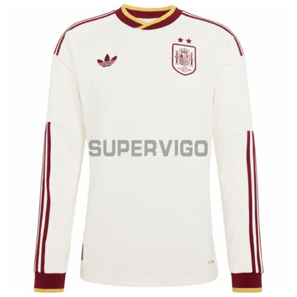 Camiseta España Segunda Equipación Mundial 2026 ML Blanco 2 Estrellas